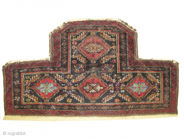 Horse cover Belutch Persian circa 1935 old. Collector's item. Size: 116 x 62 (cm) 3' 10" x 2'   carpet ID: T-475 
 The knots are hand spun wool and silk,  ...