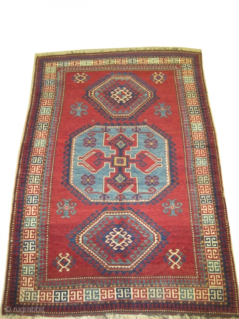 



Lori-Pambak Kazak Caucasian knotted circa in 1915 antique, collector's item, 250 x 174 (cm) 8' 2" x 5' 8"  carpet ID: RS-372
High pile in perfect condition, the black knots are oxidized.  ...