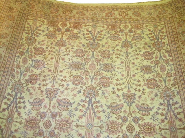 Ushak Anatolian circa 1915 antique. Size: 354 x 270 (cm) 11' 7" x 8' 10"  carpet ID: P-2901
The knots are hand spun wool, high pile, good condition, two holes on the  ...