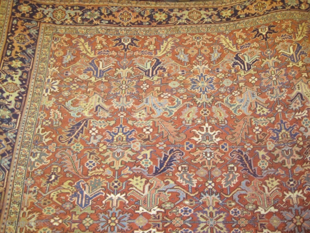 
	

 Heriz Persian, knotted circa in 1915 antique, 410 x 310 (cm) 13' 5" x 10' 2"  carpet ID: P-1892
The black knots are oxidized, the knots are hand spun wool, the  ...