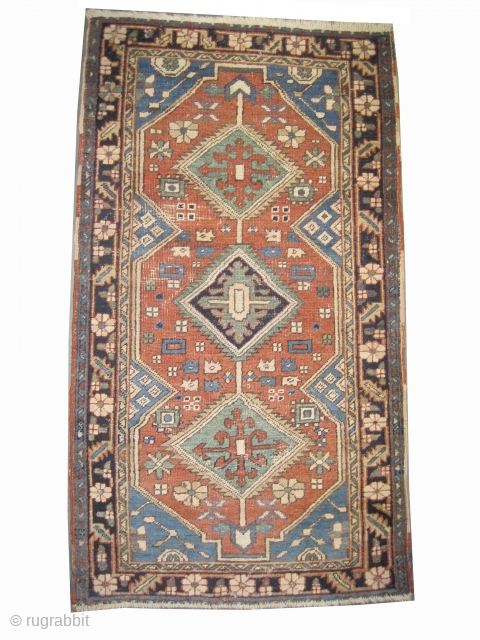 Heriz Persian, knotted circa 1920.  170 x 95 (cm) 5' 7" x 3' 1"  carpet ID: K-2556
The black knots are oxidized, the knots are hand spun lamb wool, the background  ...