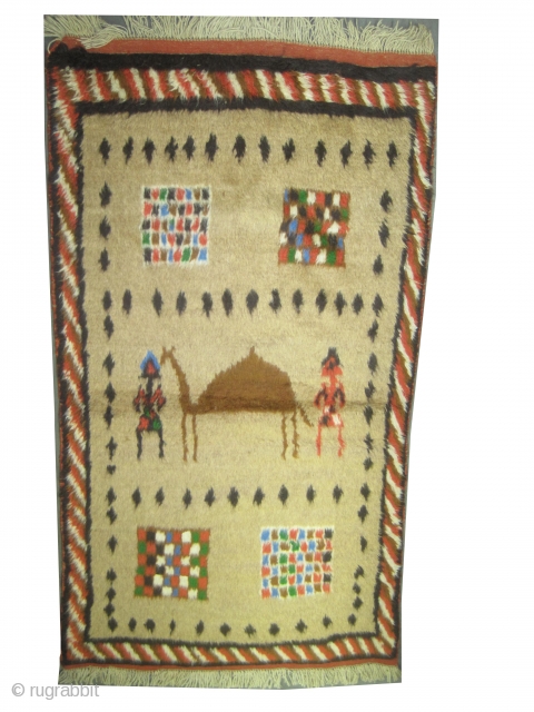 	

Gabbeh Nomad Persian old, collector's item. 170 x 90 (cm) 5' 7" x 2' 11"  carpet ID: K-5089
The background is knotted with camel hair, the knots are hand spun angora wool,  ...