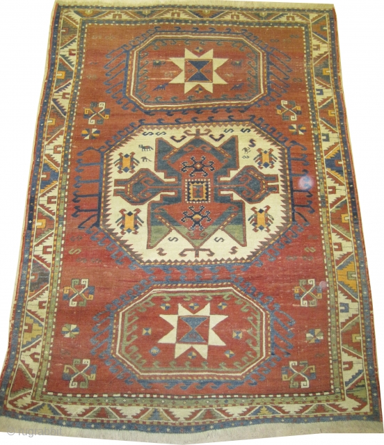 

 Lori-pambak Caucasian knotted circa in 1890 antique. 210 x 153 (cm) 6' 11" x 5'  carpet ID: K-4647
The knots, the warp and the weft threads are hand spun wool. The  ...