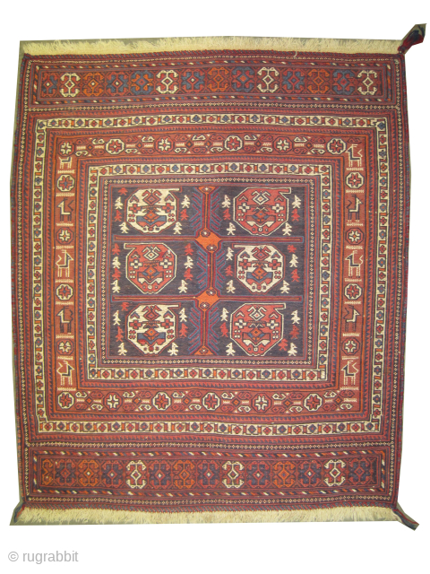 
A pair of Afshar kilim Persian, semi antique, 71 x 83 cm, ID: A-353 
Woven with Soumak technique and hand spun 100% wool, in perfect condition.
       