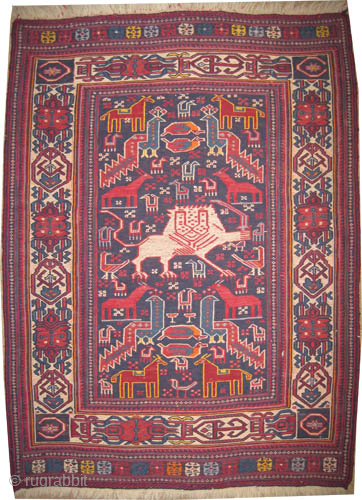 

A pair of Afshar kilim Persian, semi antique, 75 x 98 cm, ID: A-387
Woven with Soumak technique and hand spun 100% wool, in perfect condition.
        