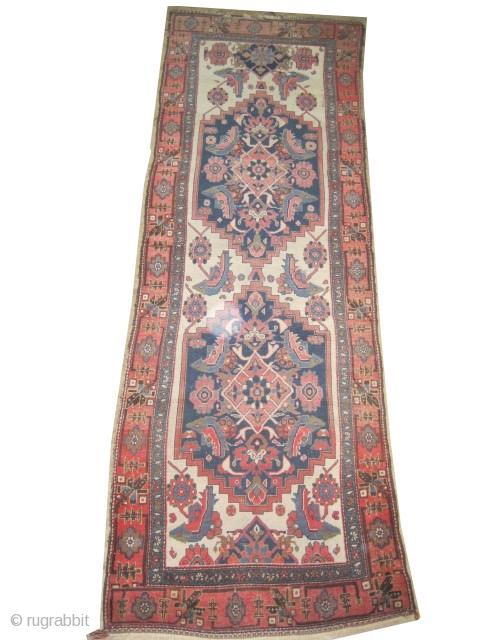 
 	

Farahan Persian circa 1905 antique. Size: 324 x 103 (cm) 10' 7" x 3' 5"  carpet ID: K-3712
Good condition, part of the pile is slightly short, the background color is  ...