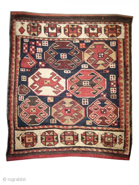 	

Caucasian Moghan circa 1910 antique. Collector's item, Size: 48 x 42 (cm) 1' 7" x 1' 5" 
 carpet ID: SA-1116
Woven with reverse technique of Soumak and hand spun 100% wool, perfect  ...