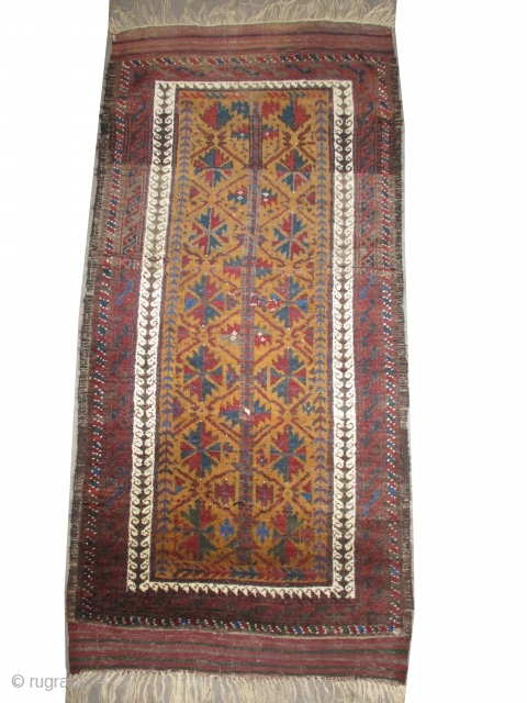 	

Belutch Persian, knotted circa 1920, antique, collector's item,  152 x 84 (cm) 5'  x 2' 9"  carpet ID: K-4612
The background is knotted with camel hair. The knots, the warp  ...