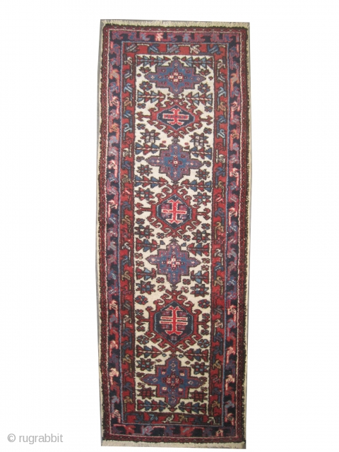 	

Karadja Persian old. Size: 168 x 60 (cm) 5' 6" x 2'  Carpet ID: T-449
Seven medallions, thick pile, perfect condition.            