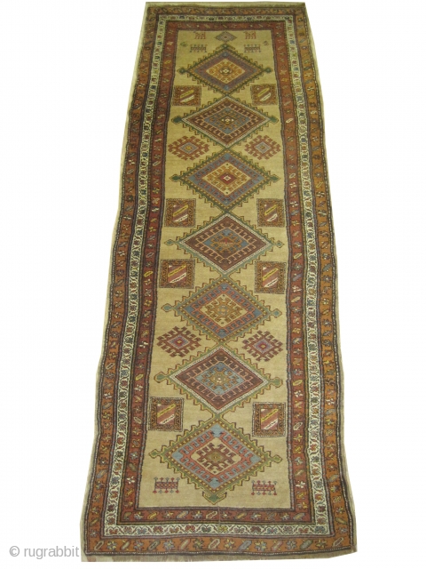 
Serap Persian knotted circa in 1900 antique, 292 x 103 (cm) 9' 7" x 3' 5" carpet ID: k-2379 
The warp and the weft threads are hand spun lamb wool, the background  ...