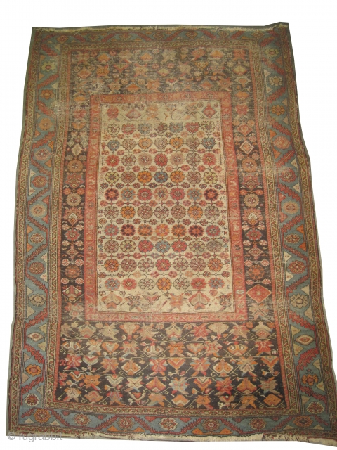 	

Bakshaish-Heriz Persian knotted circa in 1870 antique, collector's item,  197 x 130 (cm) 6' 6" x 4' 3"  carpet ID: K-3190
Very rare example, the pile is uniformly short, up part  ...