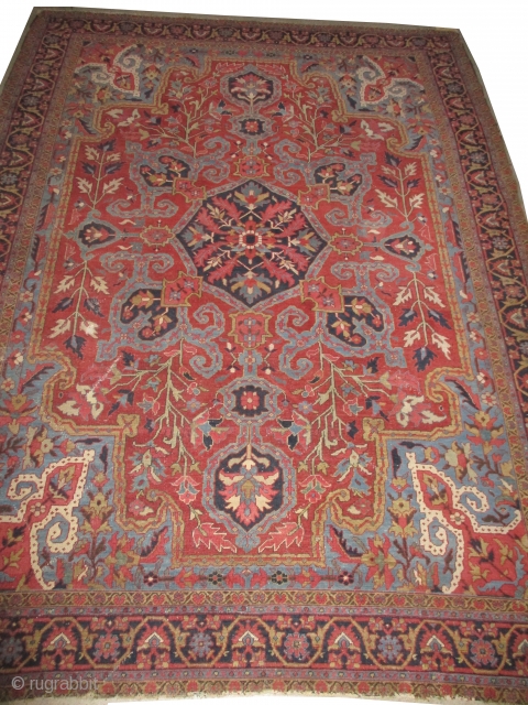 

Serapi Heriz Persian, knotted circa in 1890 antique, collectors item, 325 x 240 cm, carpet ID: NO-986
The knots are hand spun lamb wool finely knotted, the selvages are woven in two lines  ...