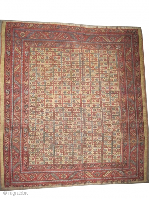 
Bakshaish Heriz Persian knotted circa in 1820 antique, collector's item  186 x 171 (cm) 6' 1" x 5' 7"  carpet ID: P-3112
The background is knotted with camel hair, the surrounded  ...