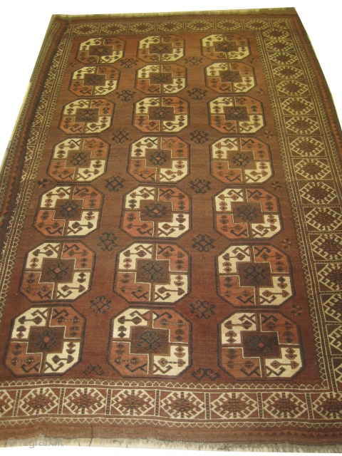 


Kizyl-Ayak Turkmen knotted circa in 1880, antique, collectors item, 348 x 232 (cm) 11' 5" x 7' 7"  carpet ID: BRDI-9
The knots, the warp and the weft threads are hand spun  ...