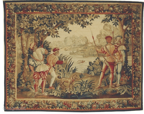 
French tapestry old, 176 x 215 cm, ID: A-812
In good condition, very finely woven with hand spun wool.

               