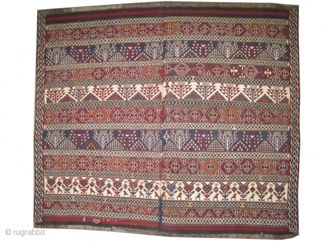 
Vernneh Caucasian woven circa in 1895 antique, collector's item, 135 x 120 (cm) 4' 5" x 3' 11"  carpet ID: A-327
The ivory is cotton and the rest is hand spun lamb  ...