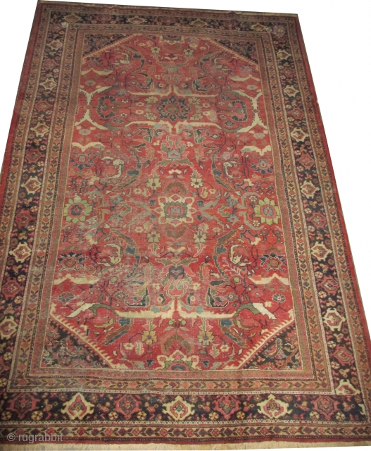 


Mahal Persian, knotted circa in 1920 antique, 322 x 221 (cm) 10' 7" x 7' 3"  carpet ID: P-5999
The knots are hand spun lamb wool, the black knots are oxidized, the  ...