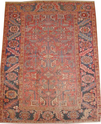 
 Heriz Persian knotted circa in 1920 antique, 232 x 175 (cm) 7' 7" x 5' 9"  carpet ID: P-1472
The black knots are oxidized, the knots are hand spun wool, the  ...