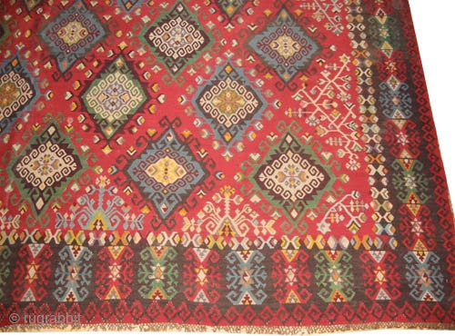 
Sharkoy kilim Turkish, woven circa 1925, 395 x 316 cm, ID: A-340
The warp and the weft threads are hand spun 100% wool, all over geometric design, in perfect condition and in its  ...