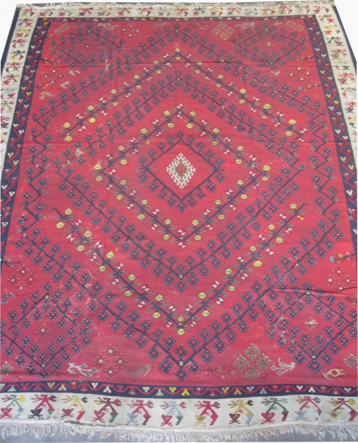 
Sharkoy Turkish woven circa 1900 antique, collectors item, 328 x 282 cm, ID: A-436
Woven with hand spun 100% wool, the background color is tomato red, the surrounded large border is ivory, at  ...