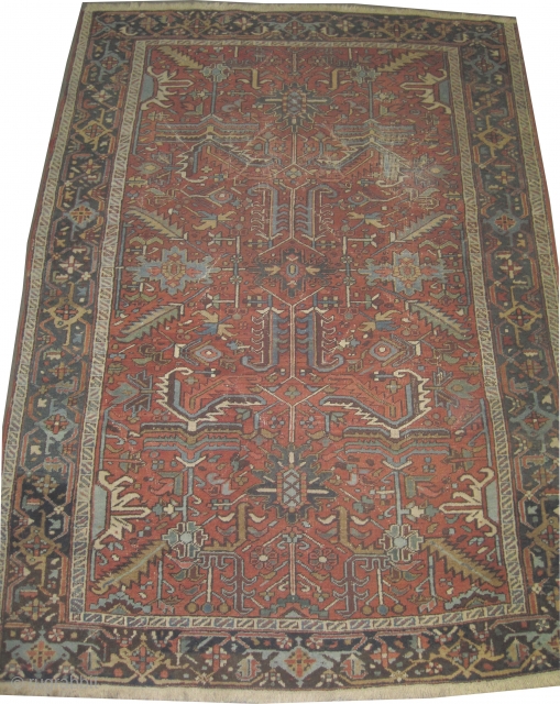 Heriz Persian knotted circa in 1925, 264 x 192 (cm) 8' 8" x 6' 4"  carpet ID: P-5235
The black knots are oxidized, the knots are hand spun wool, the selvages are  ...