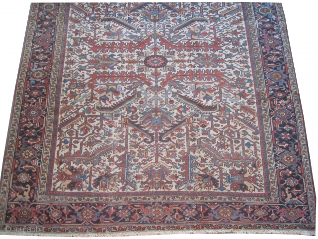 



Heriz Persian, knotted circa in 1918 antique, antique, collector's item,  300 x 260 (cm) 9' 10" x 8' 6"  carpet ID: P-3931
The knots are hand spun wool, the black knots  ...