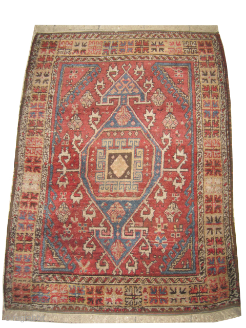 
Bergama Turkish, knotted circa 1880 antique, collectors item, 134 x 174 cm, ID: K-1229
The black knots are oxidized. The knots, the warp and the weft threads are hand spun lamb wool. The  ...