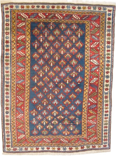 


Shirvan Caucasian knotted circa in 1865 antique, collector's item. 148 x 110 (cm) 4' 10" x 3' 7"  carpet ID: RS-76
The knots, the warp and the weft threads are hand spun  ...