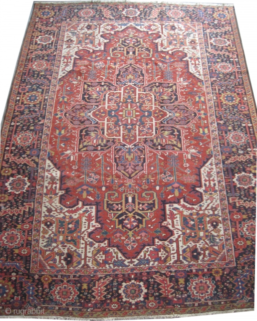 


Serapi Heriz Persian knotted circa in 1895 antique, collector's item, 349 x 247 (cm) 11' 5" x 8' 1"  carpet ID: P-1965
The knots are hand spun wool, the black knots are  ...