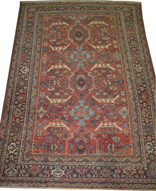 Mahal Persian knotted circa in 1915 antique, 317 x 220 (cm) 10' 5" x 7' 3"  carpet ID: P-5080
The knots are hand spun wool, the black knots are oxidized, the background  ...