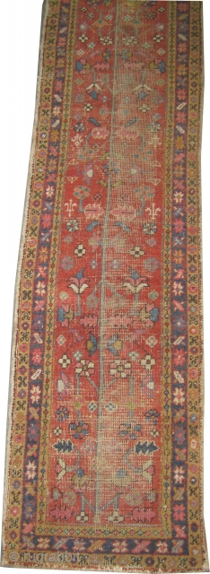 Heriz Persian knotted circa in 1910 antique, 261 x 62 (cm) 8' 7" x 2'  carpet ID: K-2374
The black knots are oxidized, the knots are hand spun wool, the selvages are  ...