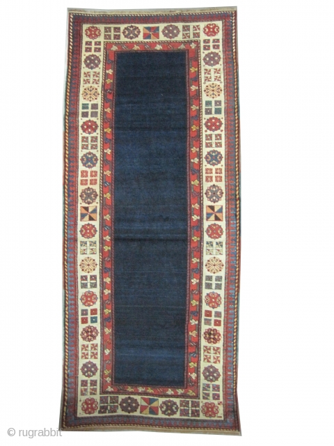 Talish Caucasian circa 1870, antique, Size: 246 x 100 (cm) 8' 1" x 3' 3" , carpet ID: K-4411 
vegetable dyes, the black color is oxidized, the warp threads are cotton the  ...