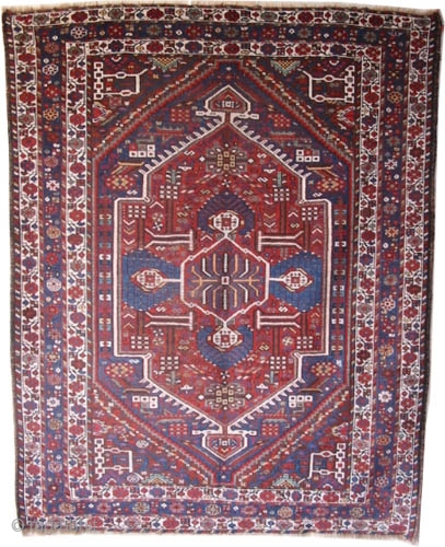 Shiraz Persian circa 1905 antique. Collector's item, Size: 209 x 166 (cm) 6' 10" x 5' 5"  carpet ID: K-4215 
vegetable dyes, the black color is oxidized, the knots are hand  ...