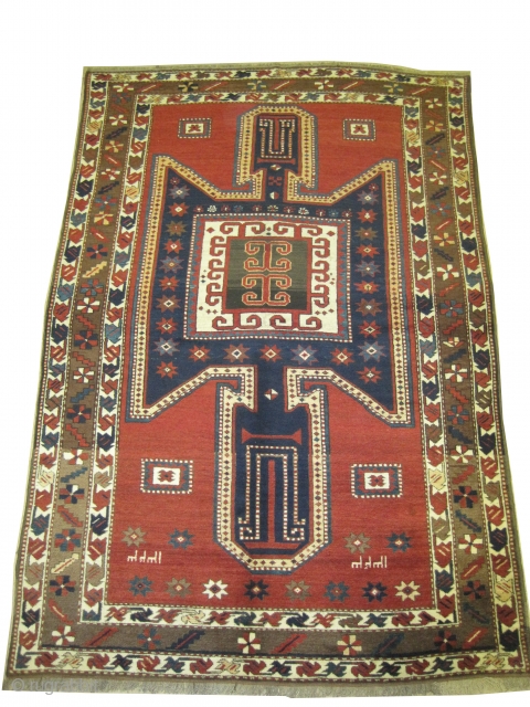 
Sevan-Kazak Caucasian, dated 1323 = 1905, antique, collectors item, 246 x 170 (cm) 8' 1" x 5' 7"  carept ID: RS-379
In perfect condition, high pile, the black color is oxidized, the  ...