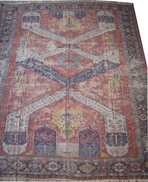 

Dragon Soumak Caucasian woven circa 1910 antique, Collectors item, 340 x 267 cm,  ID: A-826
All over dragon design, woven with hand spun 100% wool and Soumak technique, poor condition, in its  ...