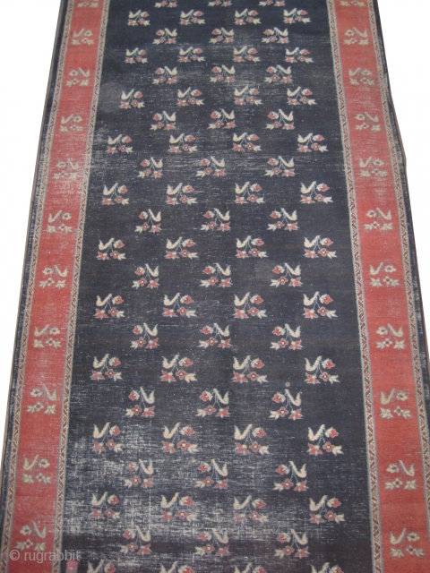 
Sparta Turkish knotted circa in 1935, semi antique. Size: 1014 x 158 (cm) 33' 3" x 5' 2"  CarpetID: P-6287 
All over design, the background is blue, the surrounded large border  ...