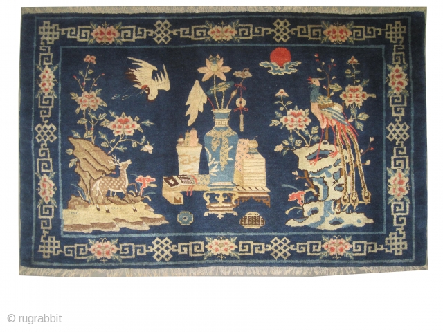  	

Pictorial Chinese carpet circa 1915 antique. Collector's item, Size: 170 x 105 (cm) 5' 7" x 3' 5"  carpet ID: K-3973 
the knots are hand spun wool, vegetable dyes, perfect  ...