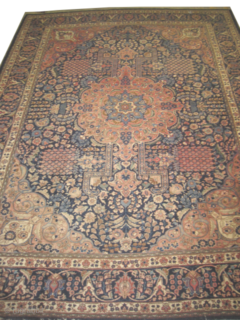 

Tabriz Persian knotted circa 1935, semi antique, 283 x 384 cm, ID: UOE-1
The black knots are oxidized, the knots are hand spun wool, the background color and the surrounded large border are  ...