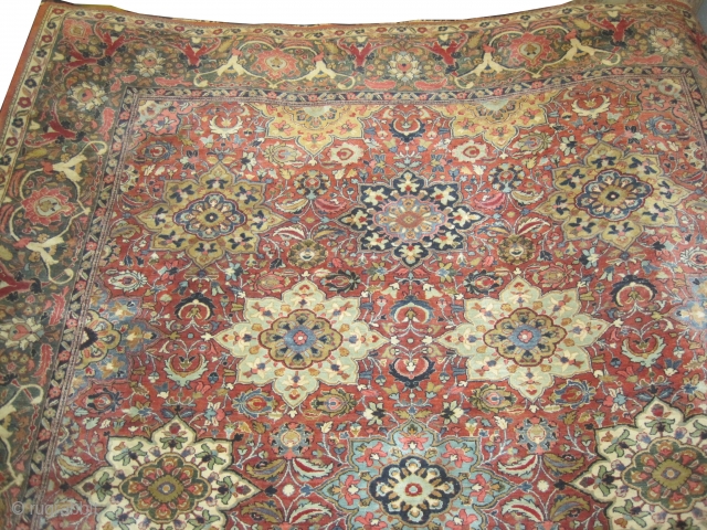 	

Sarouk-Farahan Persian, knotted circa in 1925 semi antique, Size: 385 x 304 (cm) 12' 7" x 10'  carpet ID: P-5021
High pile in perfect condition.        