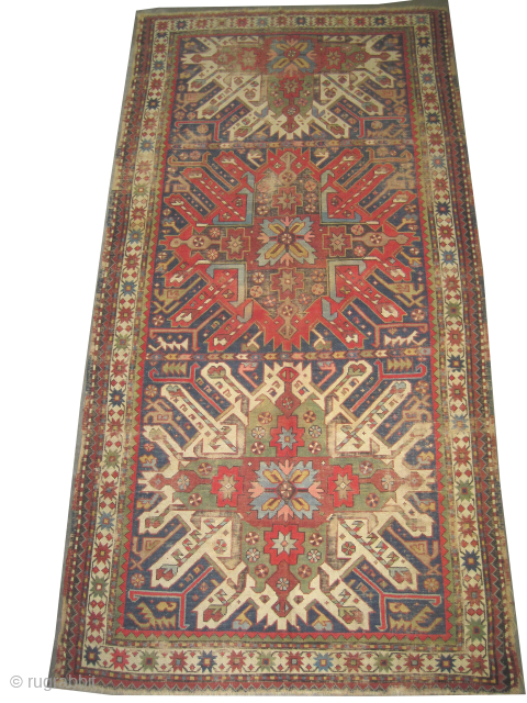 
Tchelaberd-Kazak Caucasian, knotted circa 1910, antique, collectors item, 128 x 245 cm, ID: K-4082
Vegetable dyes, the knots are hand spun wool, the warp and the weft threads are 100% wool, minor places  ...