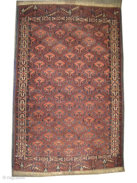 


Yemouth Turkmen knotted circa 1875 antique, collectors item, 86 x 132 cm, ID: T-602
High pile, in perfect condition, vegetable dyes, the black knots are oxidized, the warp and the weft threads are  ...