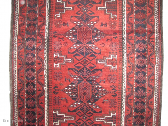 Belutch Persian circa 1915 antique, collector's item, Size: 212 x 105 (cm) 6' 11" x 3' 5"  carpet ID: K-5293 
vegetable dyes, the black color is oxidized, the knots are hand  ...