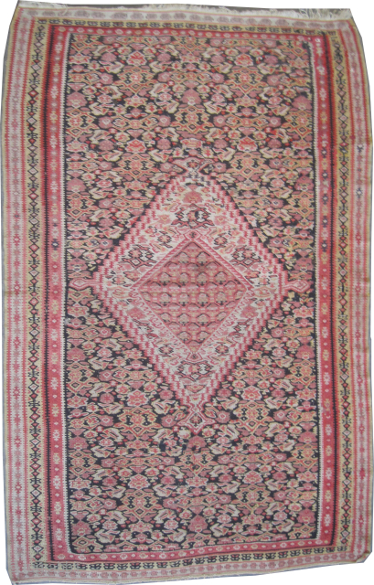 

Senneh kilim Persain, woven circa 1890 antique, collectors item, 128 x 196 cm, ID: A-943
Vegetable dyes, the weft threads are hand spun wool, both sides are usable, very finely woven with hand  ...