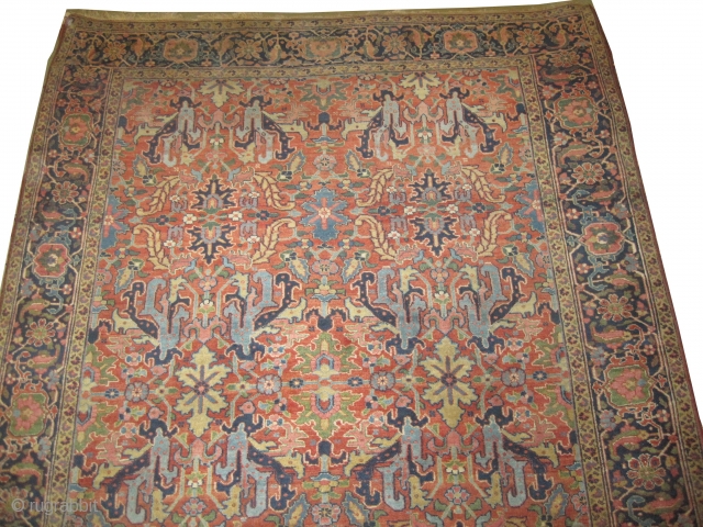 
	

Heriz Persian, knotted circa in 1920 antique,  348 x 242 (cm) 11' 5" x 7' 11"  carpet ID: P-2070
The black color is oxidized, the knots are hand spun wool, the  ...