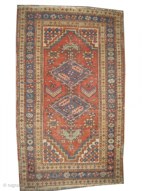 Heriz Persian knotted circa in 1920 antique, 140 x 83 cm  carpet ID: K-3804
The knots are hand spun wool, the black knots are oxidized, certain places the pile is slightly short,  ...