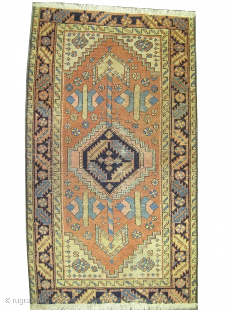 
Heriz Persian knotted circa in 1916 antique, 139 x 79 cm  carpet ID: K-4564
The brown knots are oxidized, the knots are hand spun wool, from the two edges the last tiny  ...