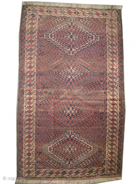  Belutch Persian circa 1905 antique. Collector's item. Size: 163 x 95 (cm) 5' 4" x 3' 1"  carpet ID: M-382
Vegetable dyes, the black color is oxidized, the warp and the  ...