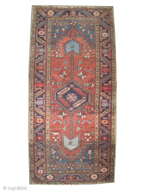 
Serapi Heriz Persian knotted circa in 1905 antique, collector's item, 186 x 90 (cm) 6' 1" x 2' 11"  carpet ID: P-2363
Uniformly short pile, in good condition, the background color is  ...