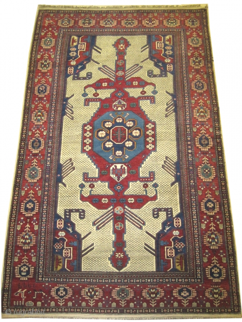 Shirvan Caucasian real old and dated 1927. Size: 220 x 138 (cm) 7' 3" x 4' 6"  carpet ID: H-434 
High pile, perfect condition, very fine knotted, the black color is  ...