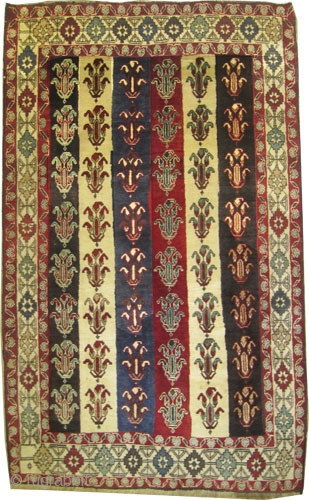 
Gabbeh Nomad Persian old. Collector's item. Size: 215 x 130 (cm) 7' 1" x 4' 3" 
 carept ID: K-773
Vegetable dyes, the knots are hand spun wool, the warp and the weft  ...